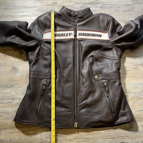 Harley Davidson Leather Jacket Women's XL Victory Lane Heavyweight Brown $600 - Picture 7 of 12